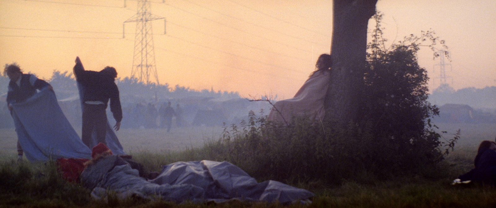 Dawn over the festival at Glastonbury in 1993
