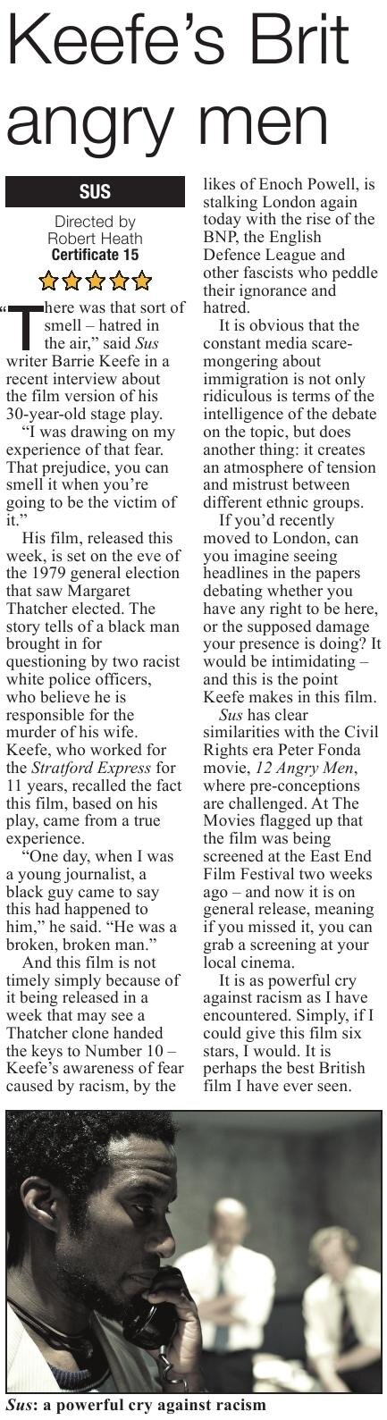 Camden New Journal: Keeffe's Brit angry men, five stars